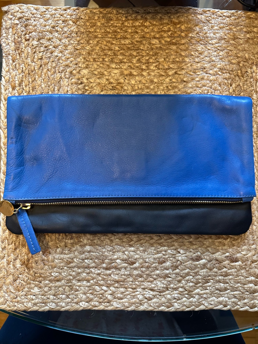 Clare V. Navy & Black Leather Foldover Clutch